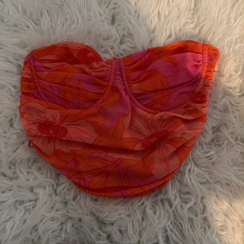 Zara Pink and Orange Floral Crop Top
